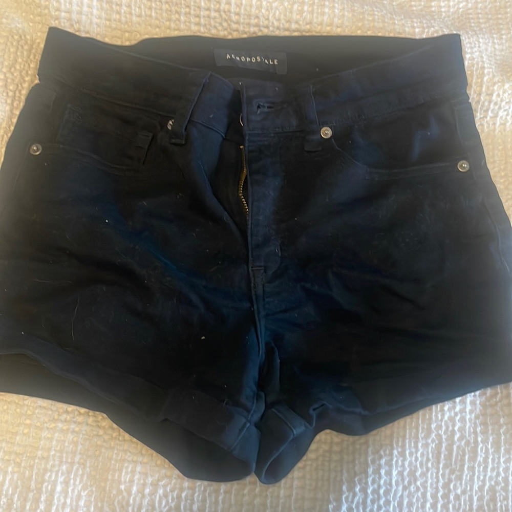 High rise black shorts high rise mid